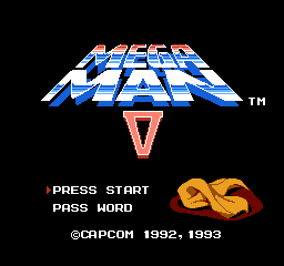 Mega Man 5 title screen for NES